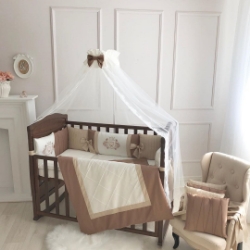Lenjerie Patut Copii Bebe 9 piese Royal coffee